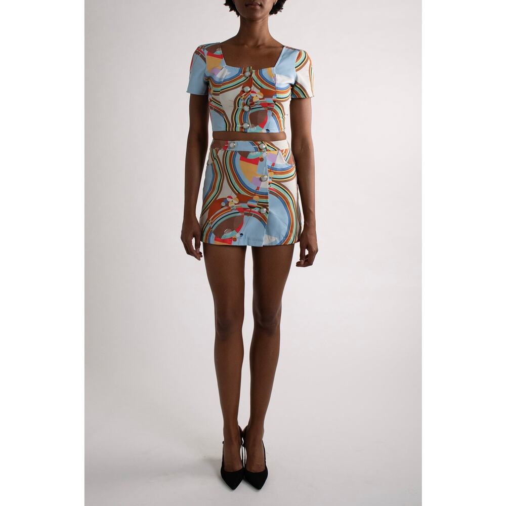 Stefani Vaidani Patterned Skirt Set